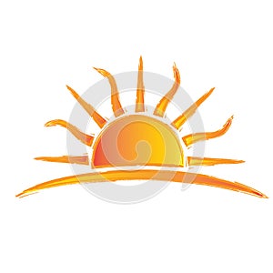 Logo sun swirly rays tropical climate vector