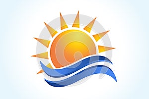 Logo sun waves icon artwork vector