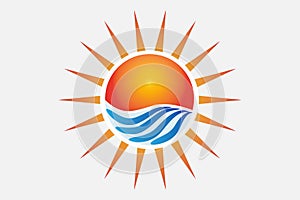 Logo sun and waves vector