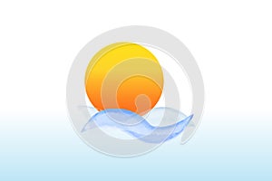 Logo sun and waves watercolor vector