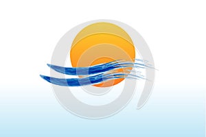 Logo sun and waves watercolor vector