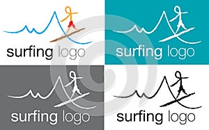 Logo surfing on sea wave
