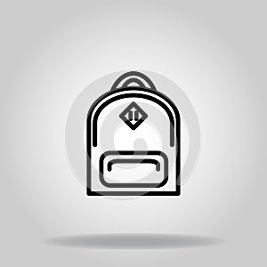 Bagpack icon or logo in outline photo