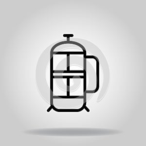 French press icon or logo in outline photo