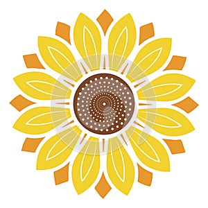 Logo and symbol of sunflower vector illustration in flat style