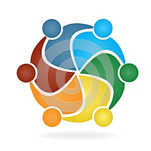 Logo teamwork business hugging people colorful design