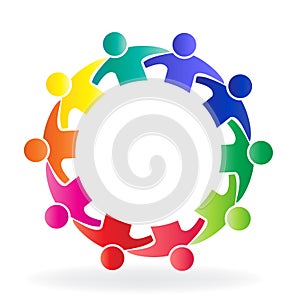 Logo teamwork business meeting people in a circle creative design icon template