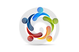 Logo teamwork business people unity partners web vector