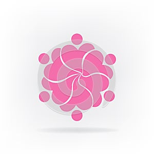 Logo teamwork flower shape vector