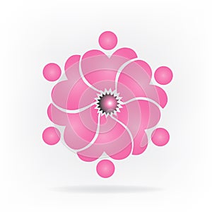 Logo teamwork flower shape vector
