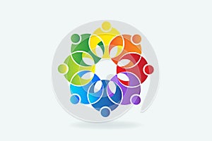 Logo teamwork flower people vector