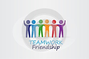 Logo teamwork friendship hugging people