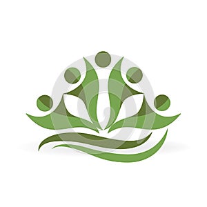 Logo teamwork green healthy people ecology business icon vector image illustration graphic design