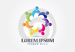 Logo teamwork helping people vector image