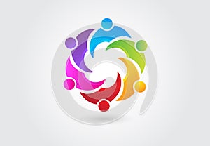 Logo teamwork helping people vector image