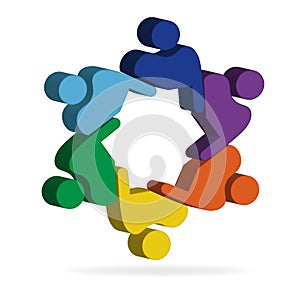 Logo teamwork hug friendship unity business colorful people icon logotype vector