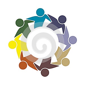 Označenie organizácie alebo inštitúcie tímová práca objať priateľstvo jednota obchod farbistý ikona vektor 