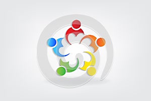 Logo teamwork love heart people icon vector