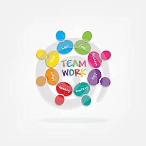 Logo teamwork meanings people around in a meeting icon vector photo