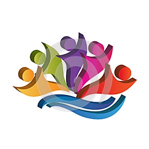 Logo teamwork people happy partners 3d colorful icon