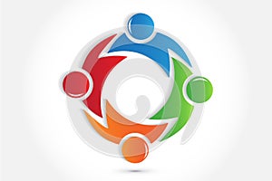 Logo teamwork people in a hug icon vector