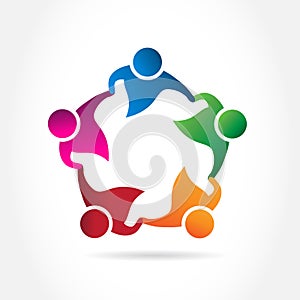 Logo teamwork people in a hug icon vector image web template