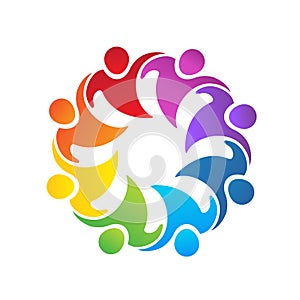 Logo teamwork unity business embraced people