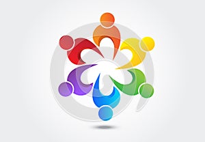 Logo teamwork unity people vector image