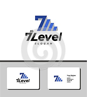 Logo template that combines a stair and number seven