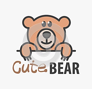 Logo template with cute teddy bear. Vector logo design template for pet shops, veterinary clinics and animal shelters. photo