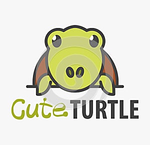 Logo template with cute turtle. Vector logo design template for pet shops, veterinary clinics and animal shelters.