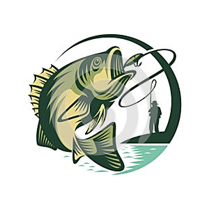 Logo Template Fish and Fisherman
