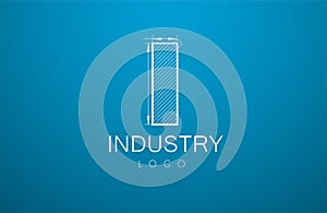Logo template letter I in the style of a technical drawing.