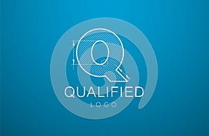 Logo template letter Q in the style of a technical drawing.