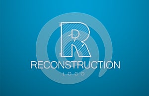 Logo template letter R in the style of a technical drawing.