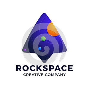 Logo template letter A with rocket and space symbol. Trending negative space design