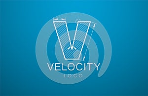 Logo template letter V in the style of a technical drawing.