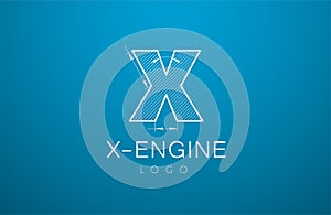 Logo template letter X in the style of a technical drawing