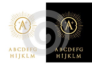 logo template letters are framed by a pattern.