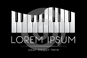 Logo template, music, grand piano keys, vector