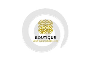 Logo template nature gold color symbol luxury elegant beauty fashion boutique flower - Vector