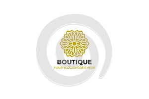 Logo template nature gold color symbol luxury elegant beauty fashion boutique flower - Vector