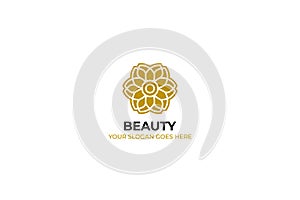 Logo template nature gold color symbol luxury elegant beauty fashion boutique flower - Vector