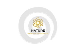 Logo template nature gold color symbol luxury elegant beauty fashion boutique flower - Vector