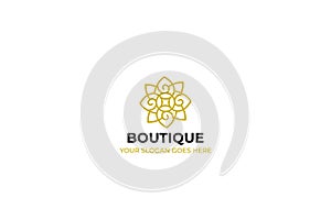 Logo template nature gold color symbol luxury elegant beauty fashion boutique flower - Vector