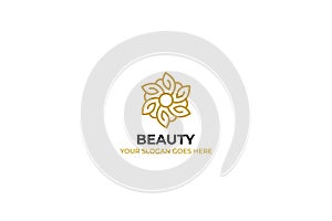 Logo template nature gold color symbol luxury elegant beauty fashion boutique flower - Vector