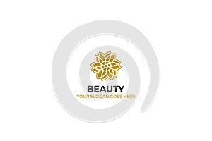 Logo template nature gold color symbol luxury elegant beauty fashion boutique flower - Vector