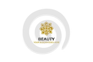 Logo template nature gold color symbol luxury elegant beauty fashion boutique flower - Vector