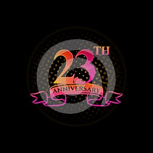 Logo 23th Anniversary Logo with a circle and number 23 in it and labeled commemorative year photo