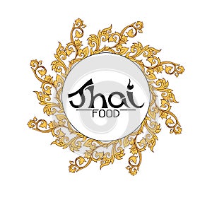 Logo for Thai food, restaurantwith traditional thai ornament, pa
